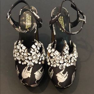 Platform Jeweled Cat Heels Size 36